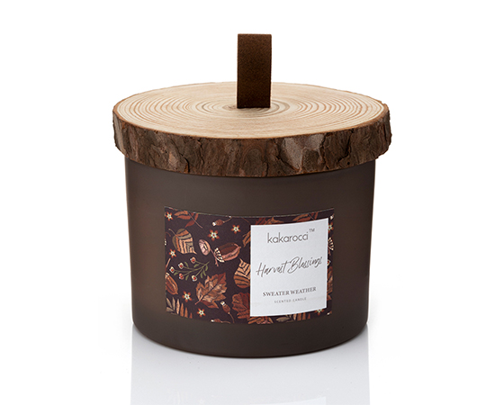 Scented Candle in Glass with Wooden Lid D11xH8cm