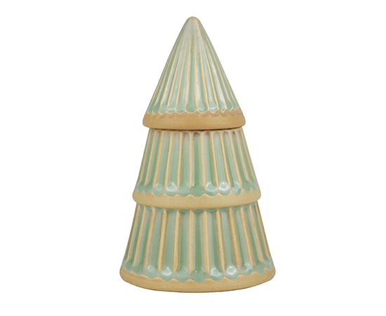 Scented Candle in Christmas Tree Ceramic Jar With Lid D10 x H17cm