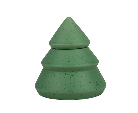 Scented Candle in Christmas Tree Ceramic Jar With Lid D10xH11cm