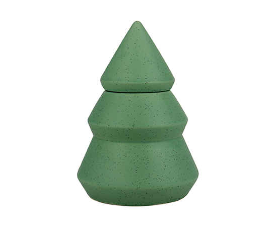 Scented Candle in Christmas Tree Ceramic Jar With Lid D12.7x H18cm