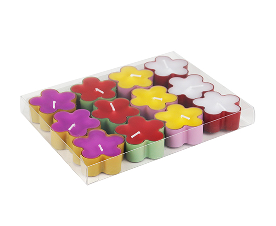 12PCS Tealight Candle in Flower Plastic Jar D4.5xH1.9cm