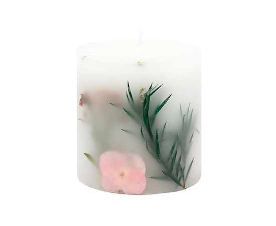 Pillar Candle With Flower D7xH7cm