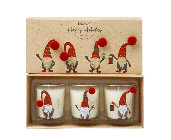 3PCS Scented Candle Set in Glass D5xH6cm