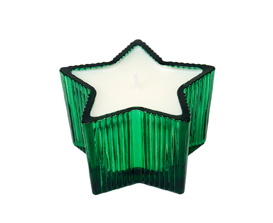 Christmas Scented Candle in Star Glass D10.5xH6.5cm