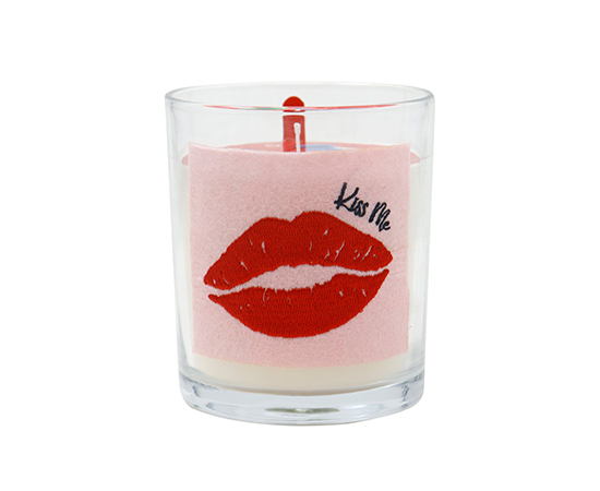 Cloth Sticker Glass Scented Candle for Valentine's Day D8.8xH10cm