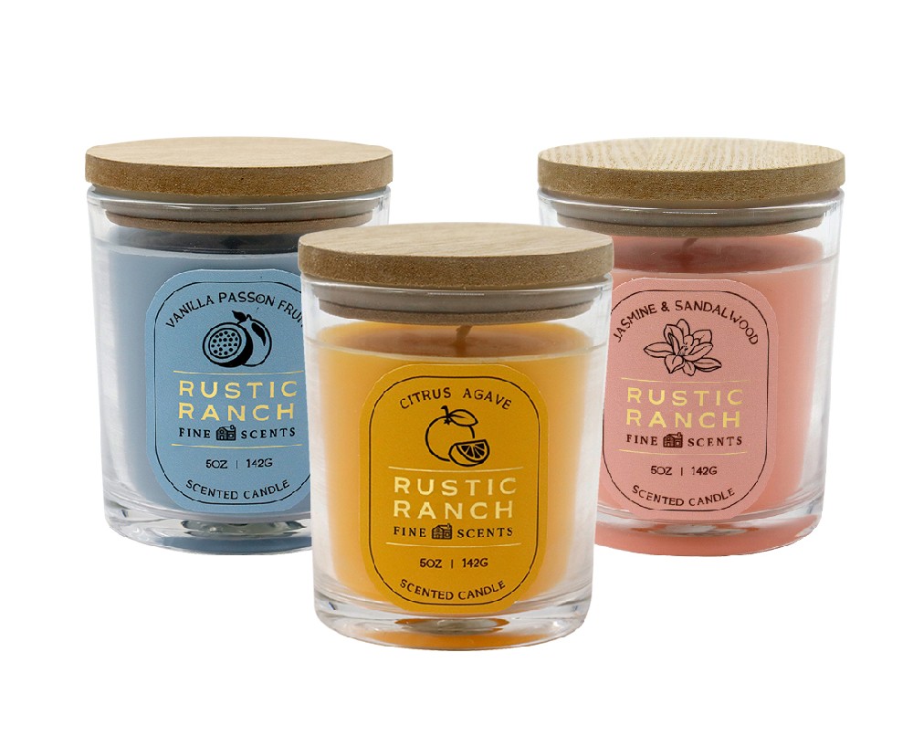 5oz Clear Glass Scented Candle with MDF Lid